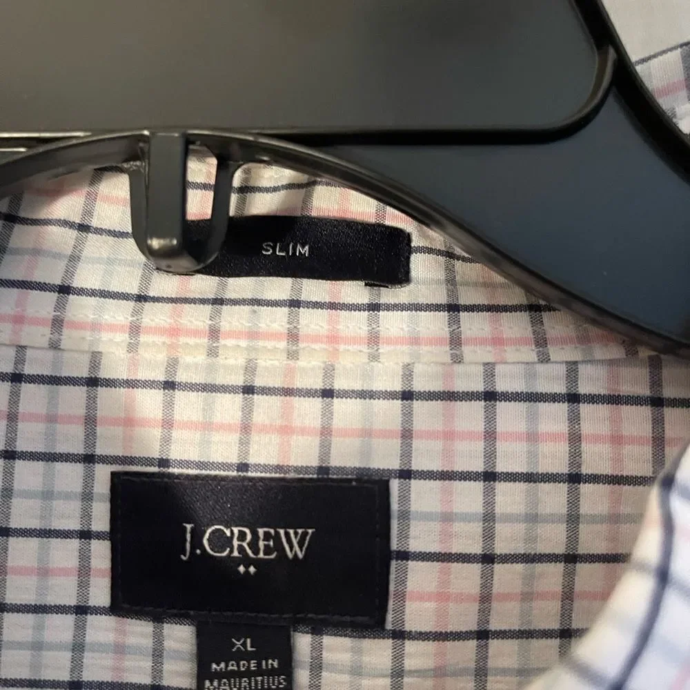 J. Crew long sleeve slim pink blue and white shirt, size XL‎
